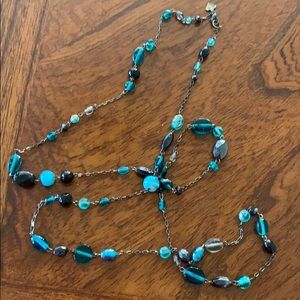 Teal and Black Long Necklace